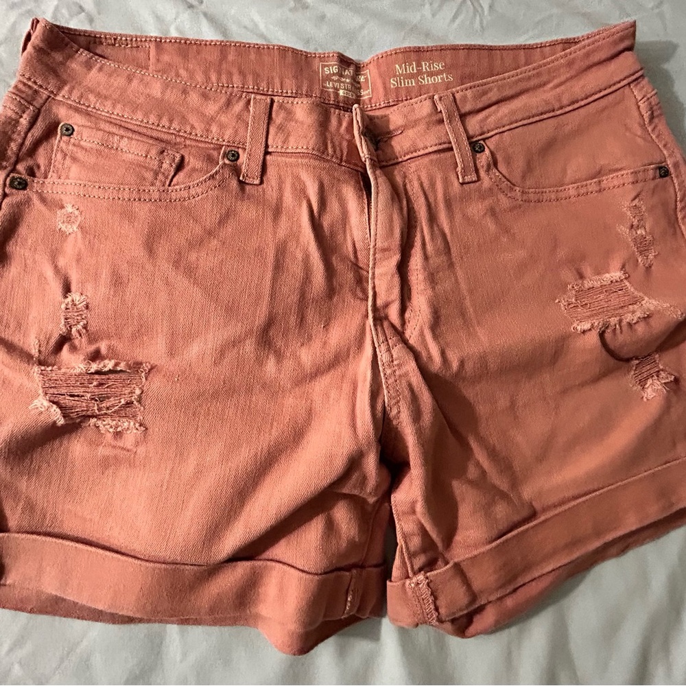Levi's Pink Distressed Jean Shorts